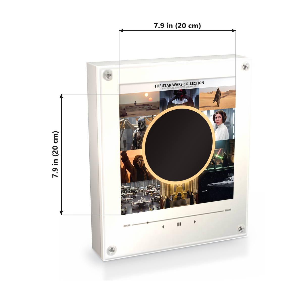 VINYLUME player size: 7.9 x 7.9 in (20 x 20 cm)