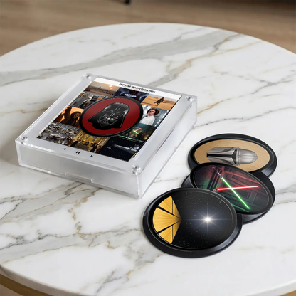 VINYLUME Star Wars player with three of the nine collectible discs